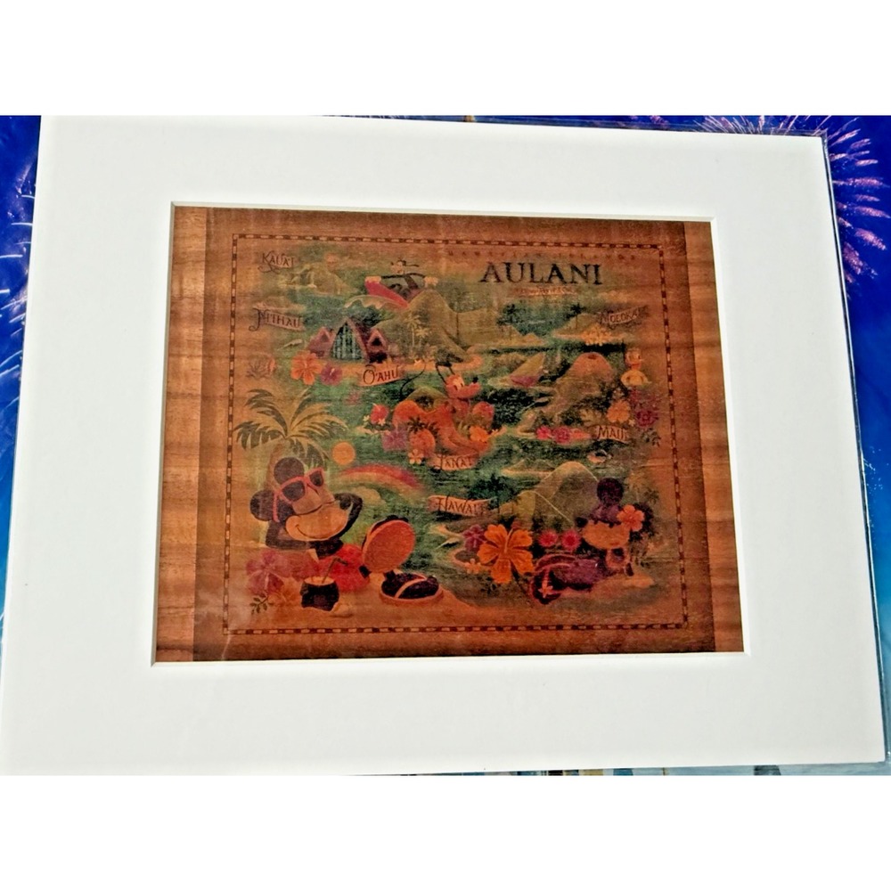 Disney Aulani Resort Map Mickey Minnie Mouse Hawaii Print 14"x 11" Jeff Granito